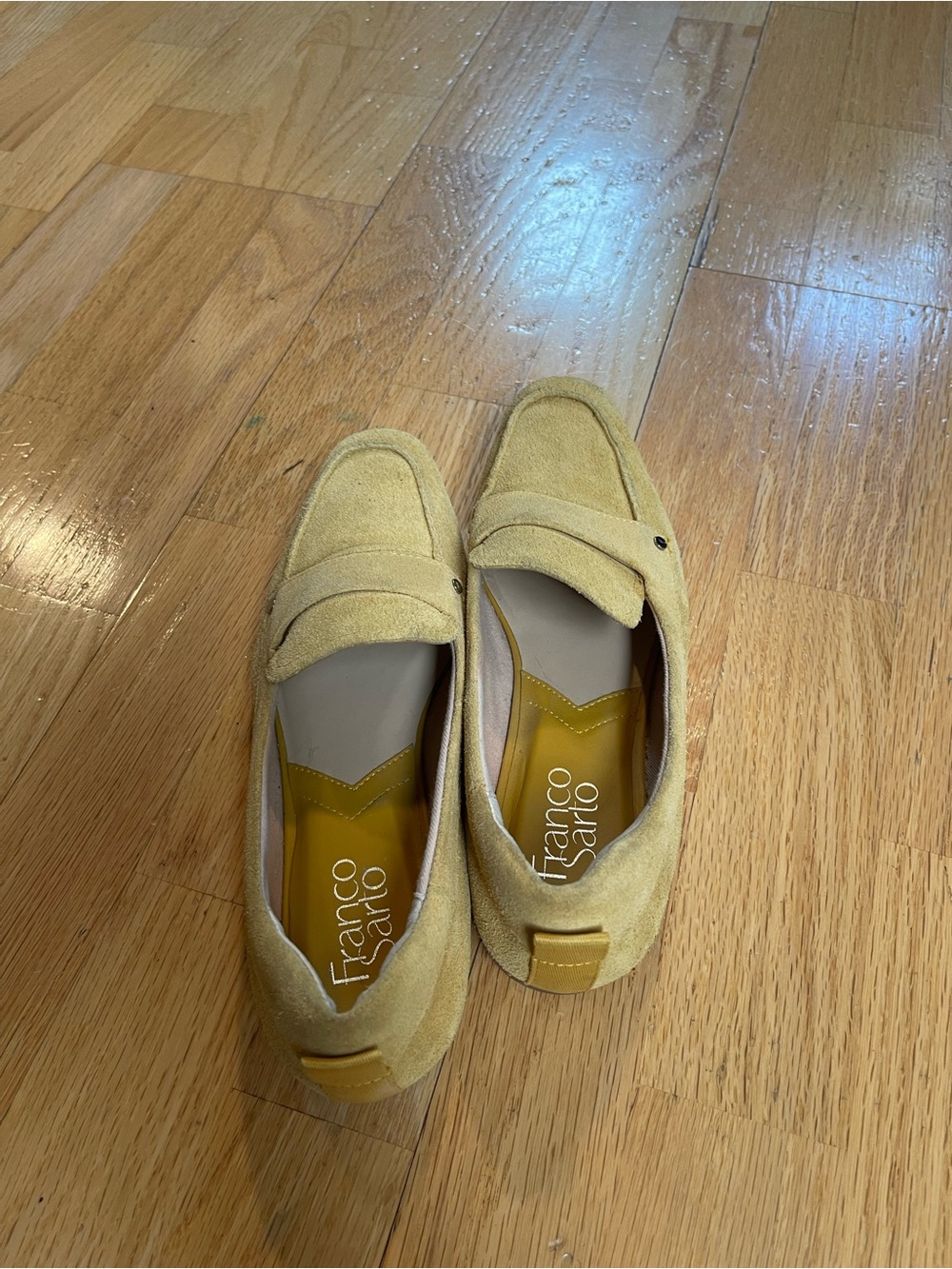 Franco Sarto Suede Loafers in Yellow